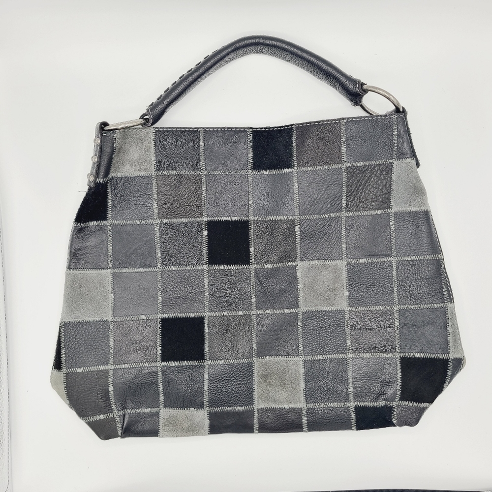 Lucky Brand Patchwork Suede Leather Purse Hobo Bag